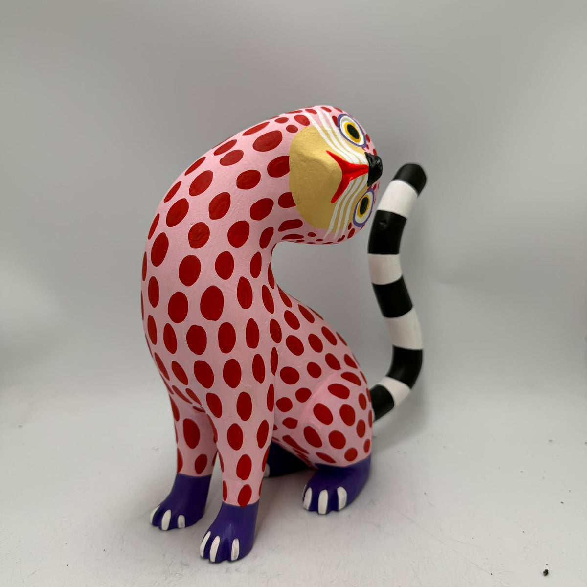 Oaxacan Wood Carving Hand Made, Cat By Armando Jimenez  PP9625