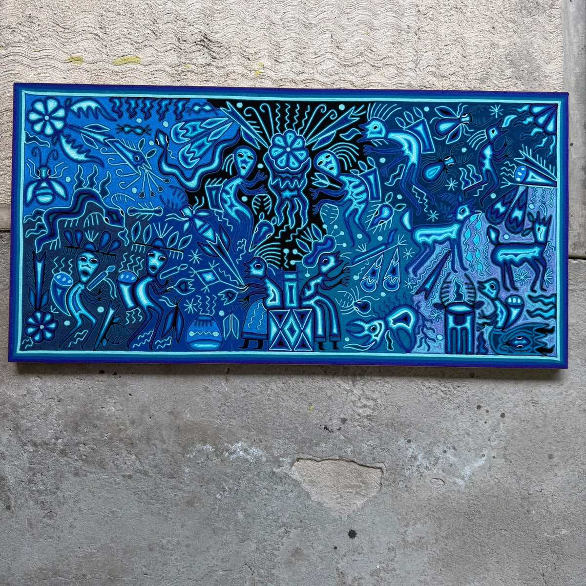 Huichol Yarn Painting Mexican Folk Art by Hilaria Chavez Carrillo PP9626