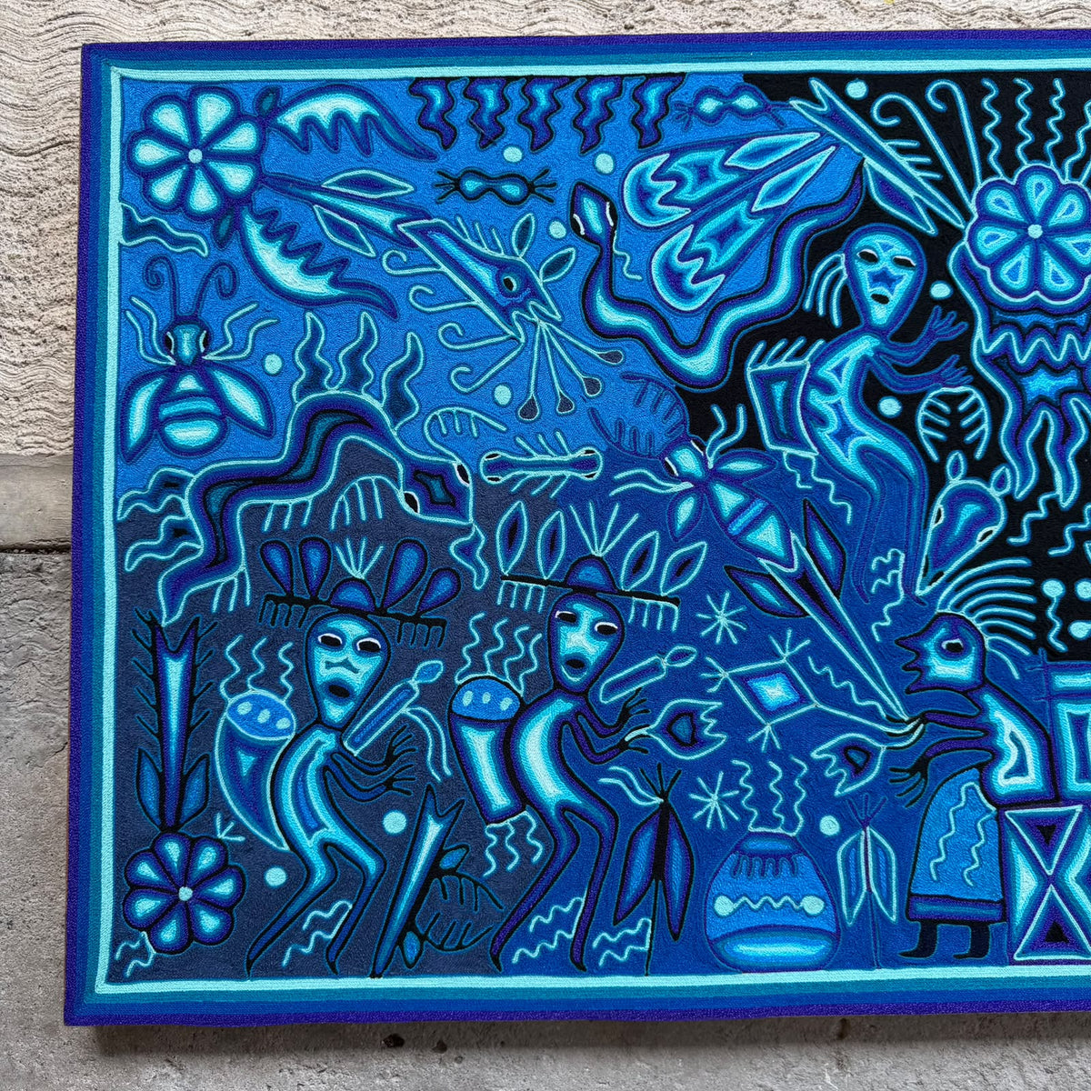 Huichol Yarn Painting Mexican Folk Art by Hilaria Chavez Carrillo PP9626
