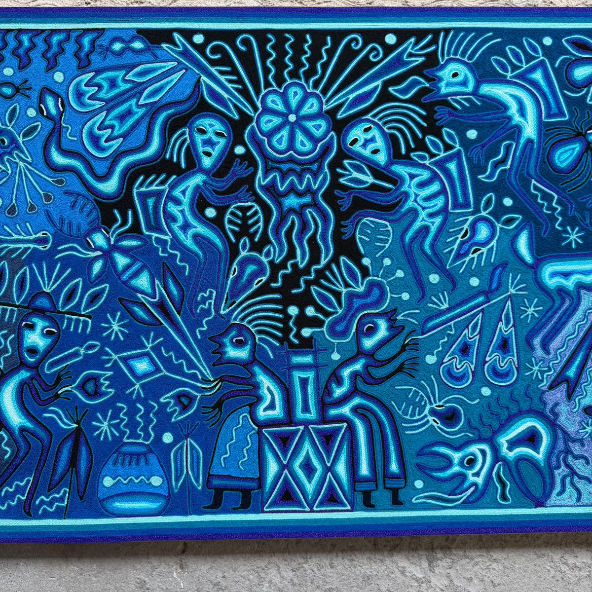 Huichol Yarn Painting Mexican Folk Art by Hilaria Chavez Carrillo PP9626