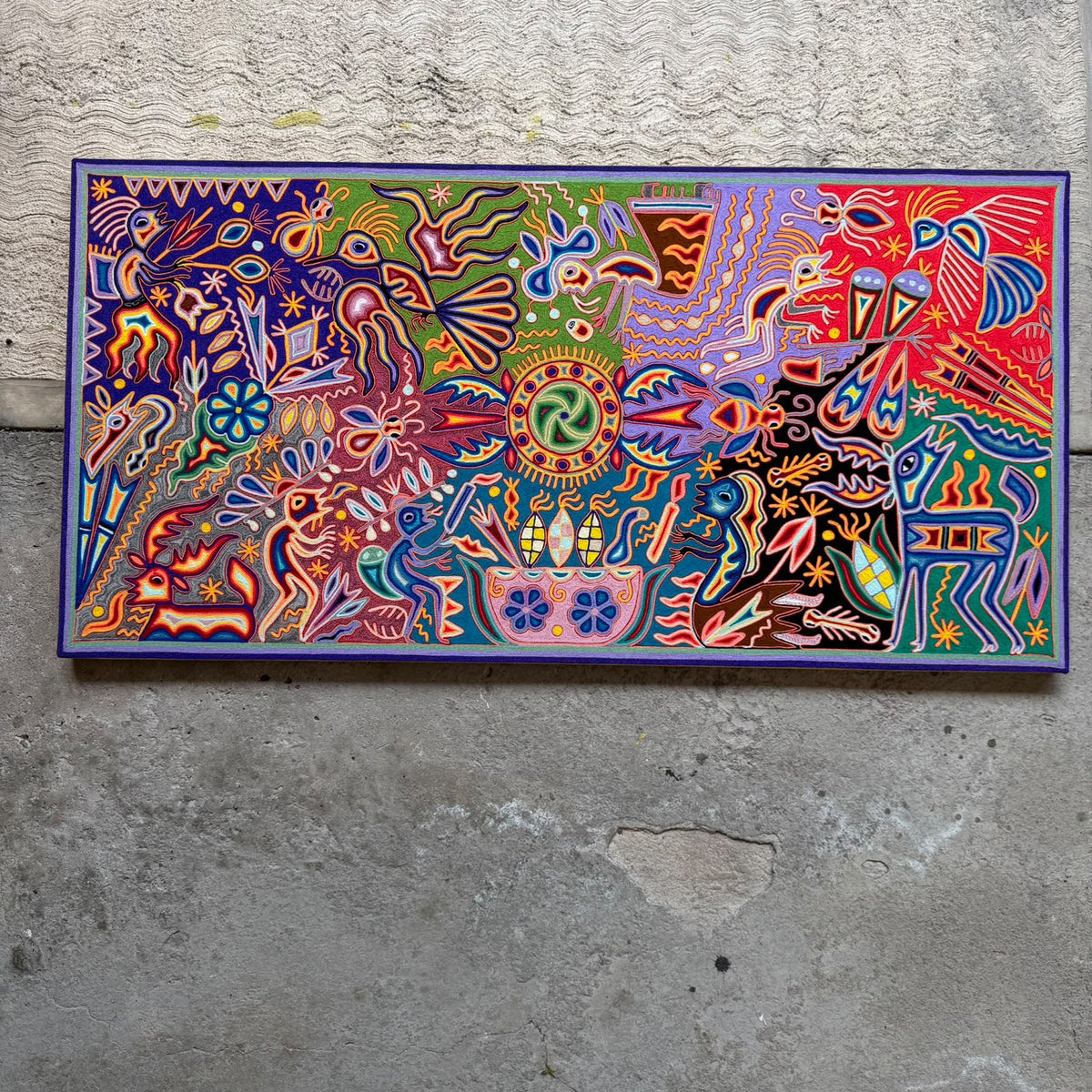 Huichol Yarn Painting Mexican Folk Art by Hilaria Chavez Carrillo PP9627