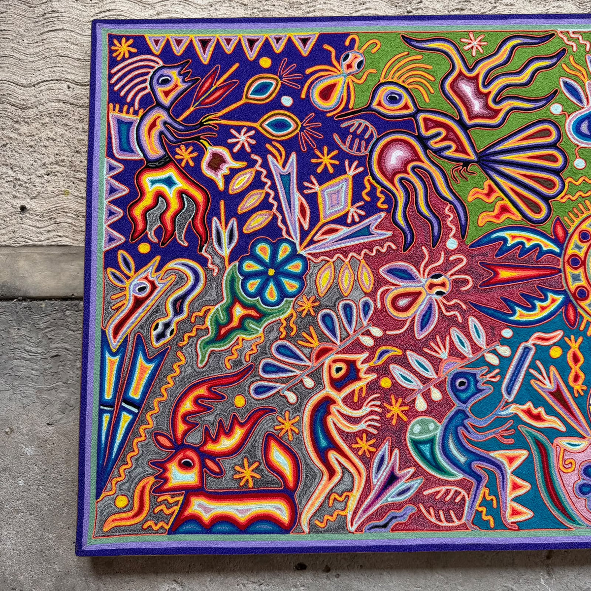 Huichol Yarn Painting Mexican Folk Art by Hilaria Chavez Carrillo PP9627