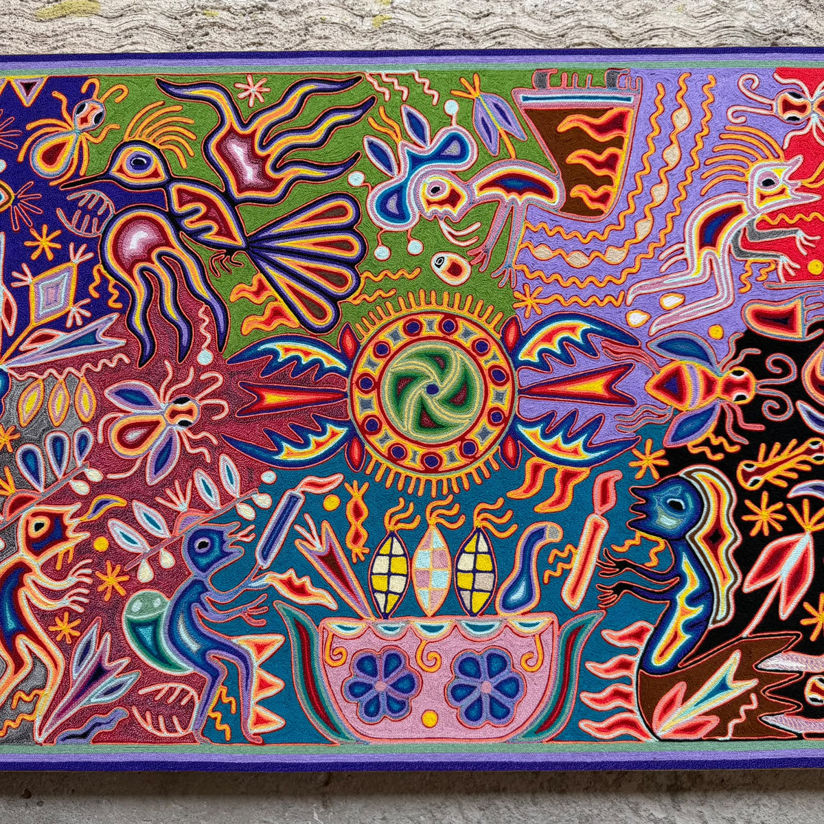 Huichol Yarn Painting Mexican Folk Art by Hilaria Chavez Carrillo PP9627