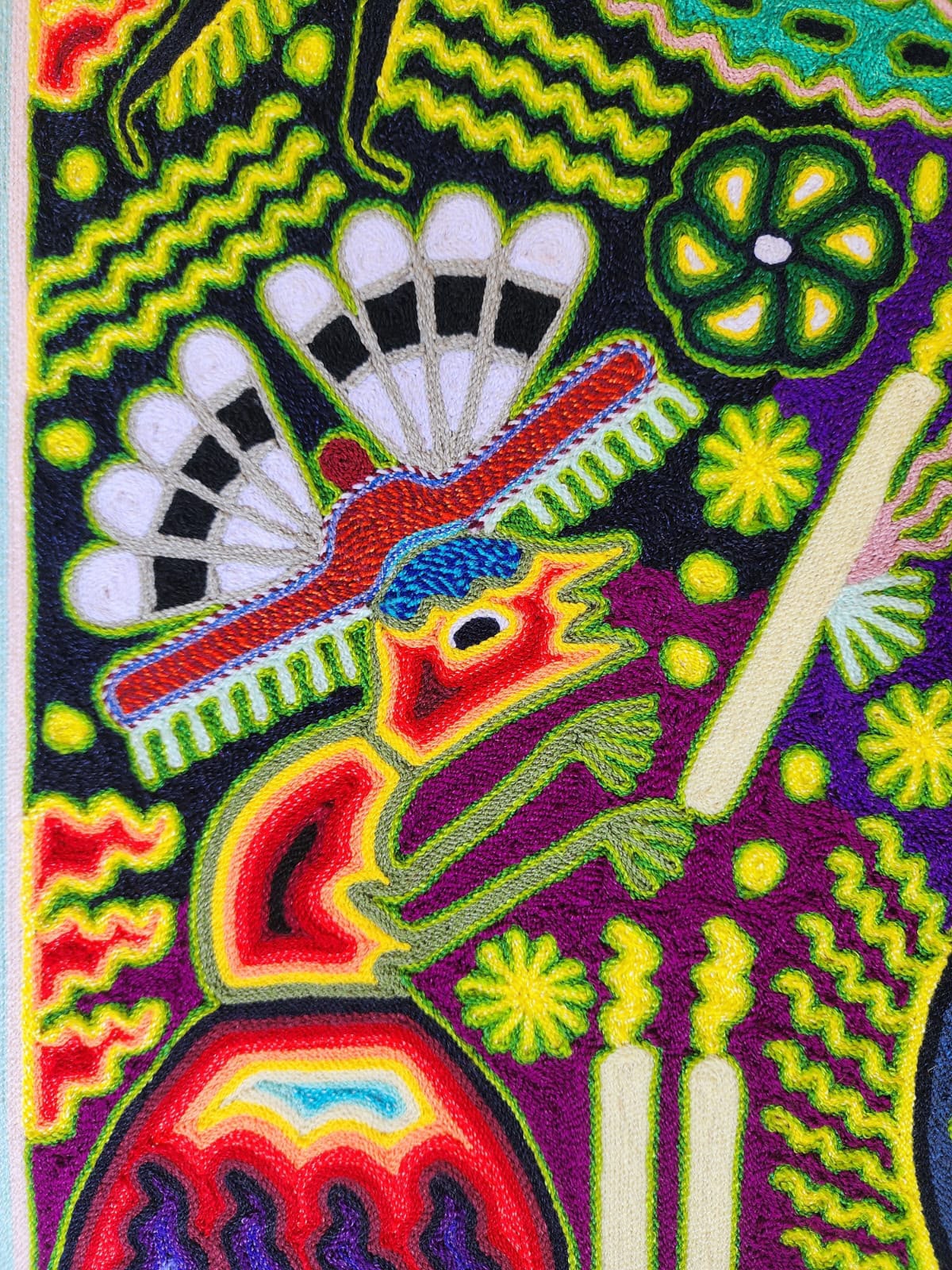 Huichol Mexican Folk Art Yarn Painting  By Maximino Renteria PP9630