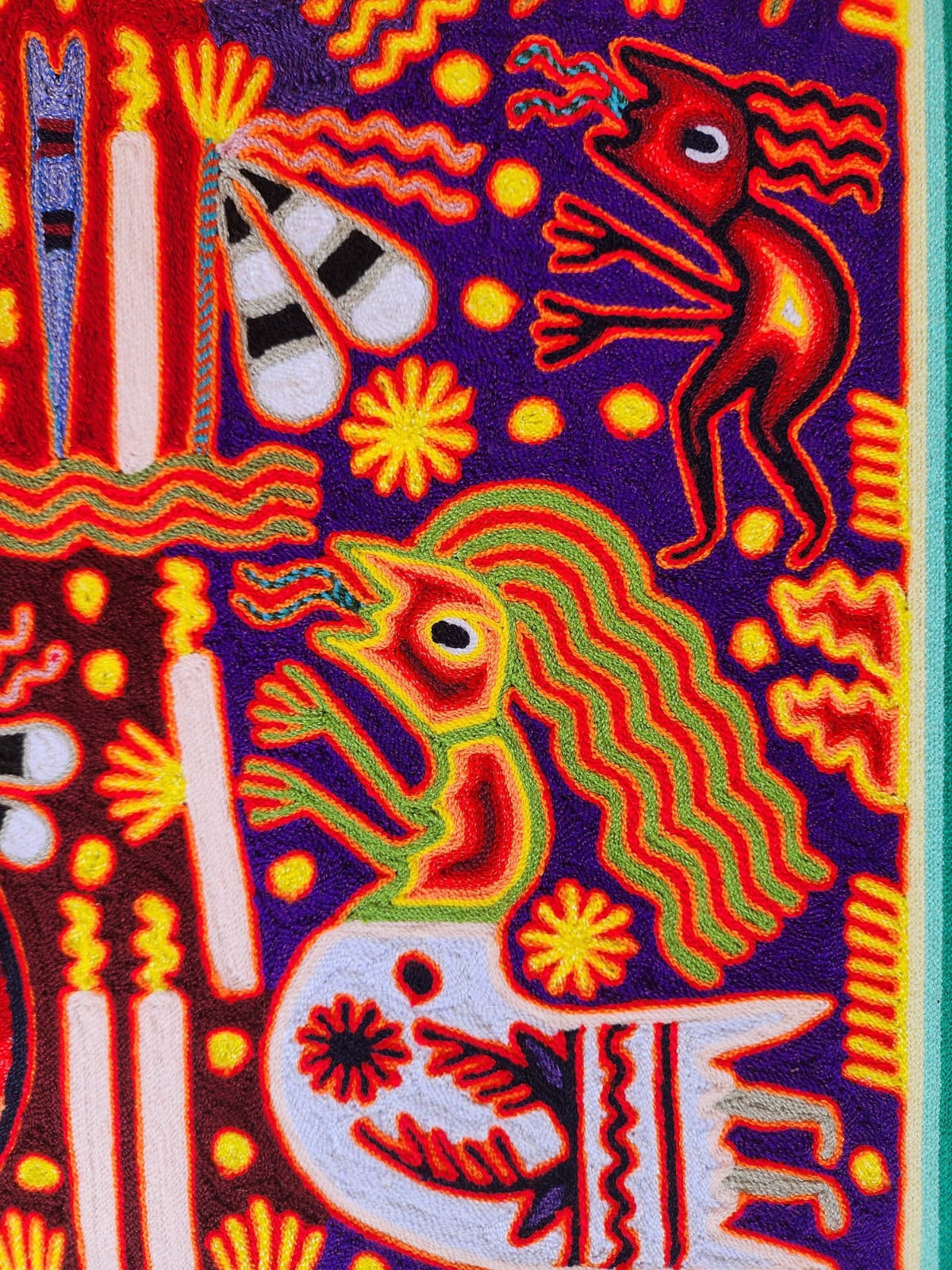 Huichol Mexican Folk Art Yarn Painting  By Maximino Renteria PP9631