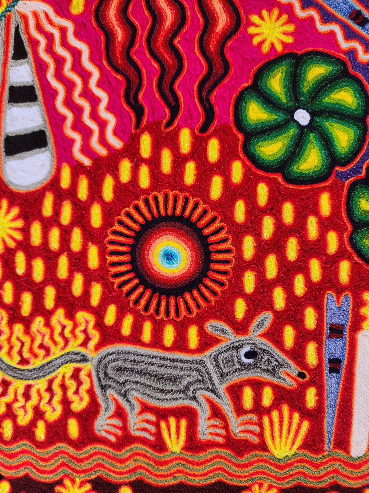 Huichol Mexican Folk Art Yarn Painting  By Maximino Renteria PP9631