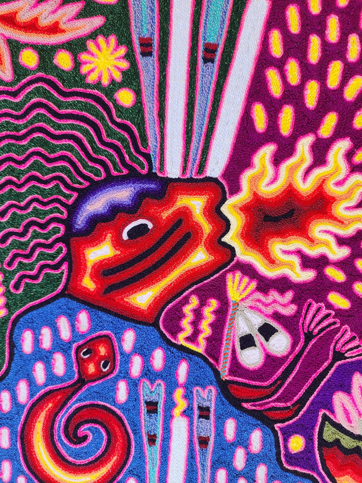 Huichol Mexican Folk Art Yarn Painting  By Maximino Renteria PP9632