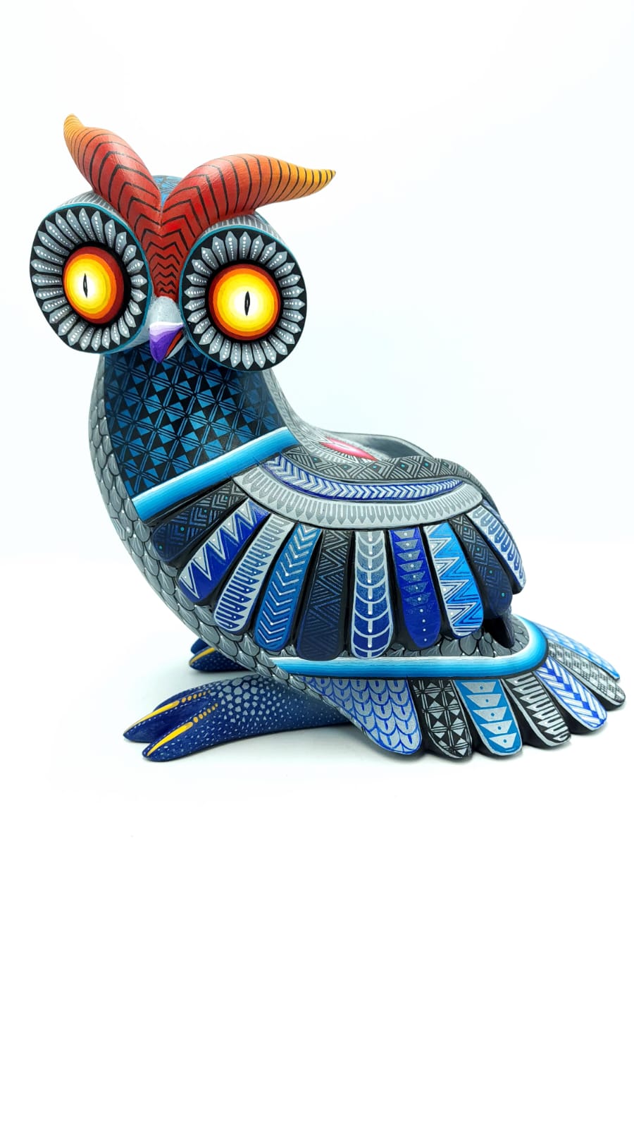Mexican Oaxacan Wood Carving Owl By Julia Fuentes PP4922