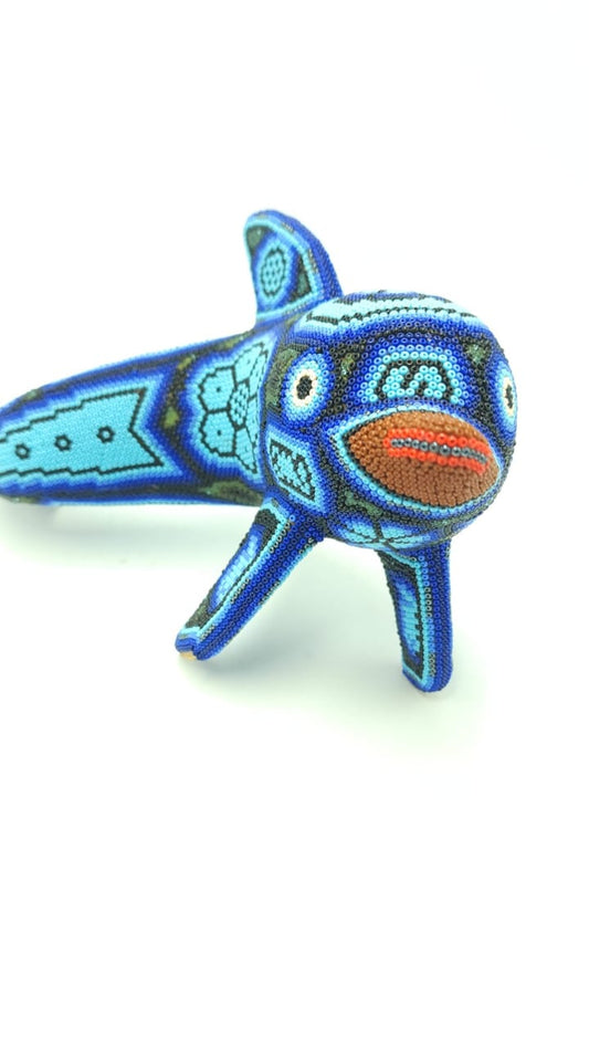 Huichol Hand Beaded Mexican Folk Art Shark By Mayola Villa Lopez HMV03