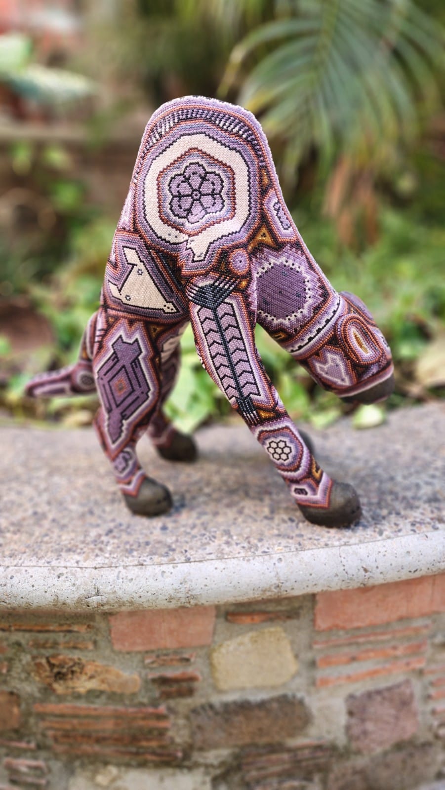 Huichol Hand Beaded Mexican Folk Art Jaguar By Mayola Villa Lopez