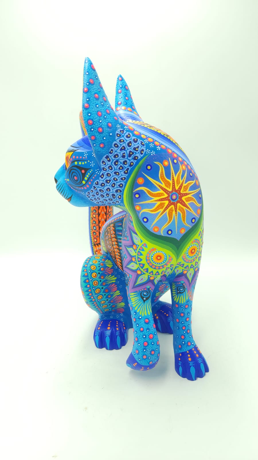 Oaxacan Wood Carving Alebrije Nahual Hand Made Cat By Luis Sosa PP5072