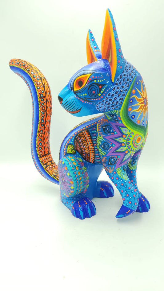Oaxacan Wood Carving Alebrije Nahual Hand Made Cat By Luis Sosa PP5072