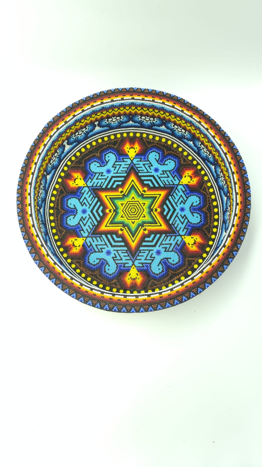 Mexican Huichol Hand Beaded Platter By Santos Bautistas PP5081