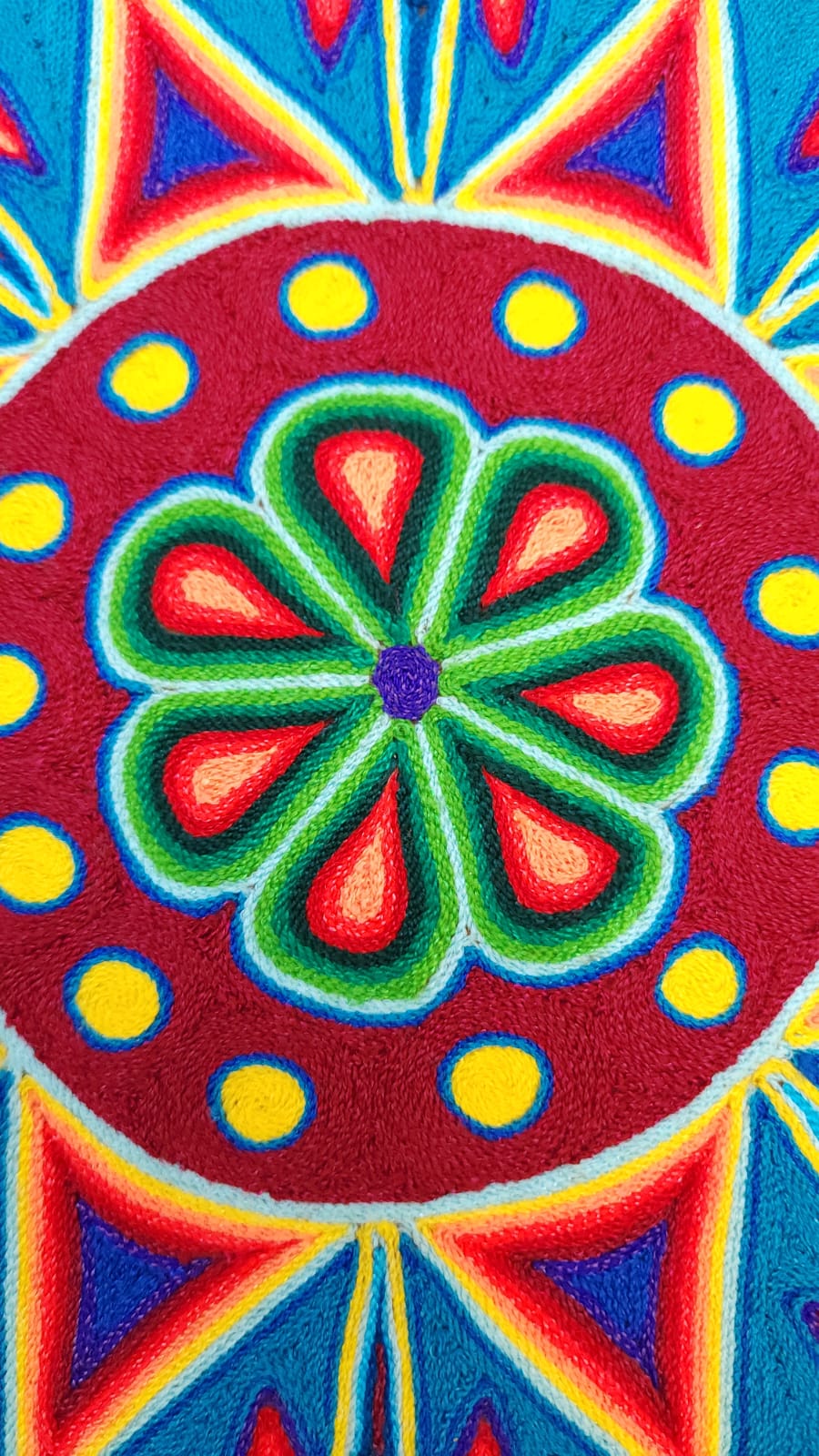 Huichol Yarn Painting Mexican Folk Art by Hilaria Chavez Carrillo PP5222