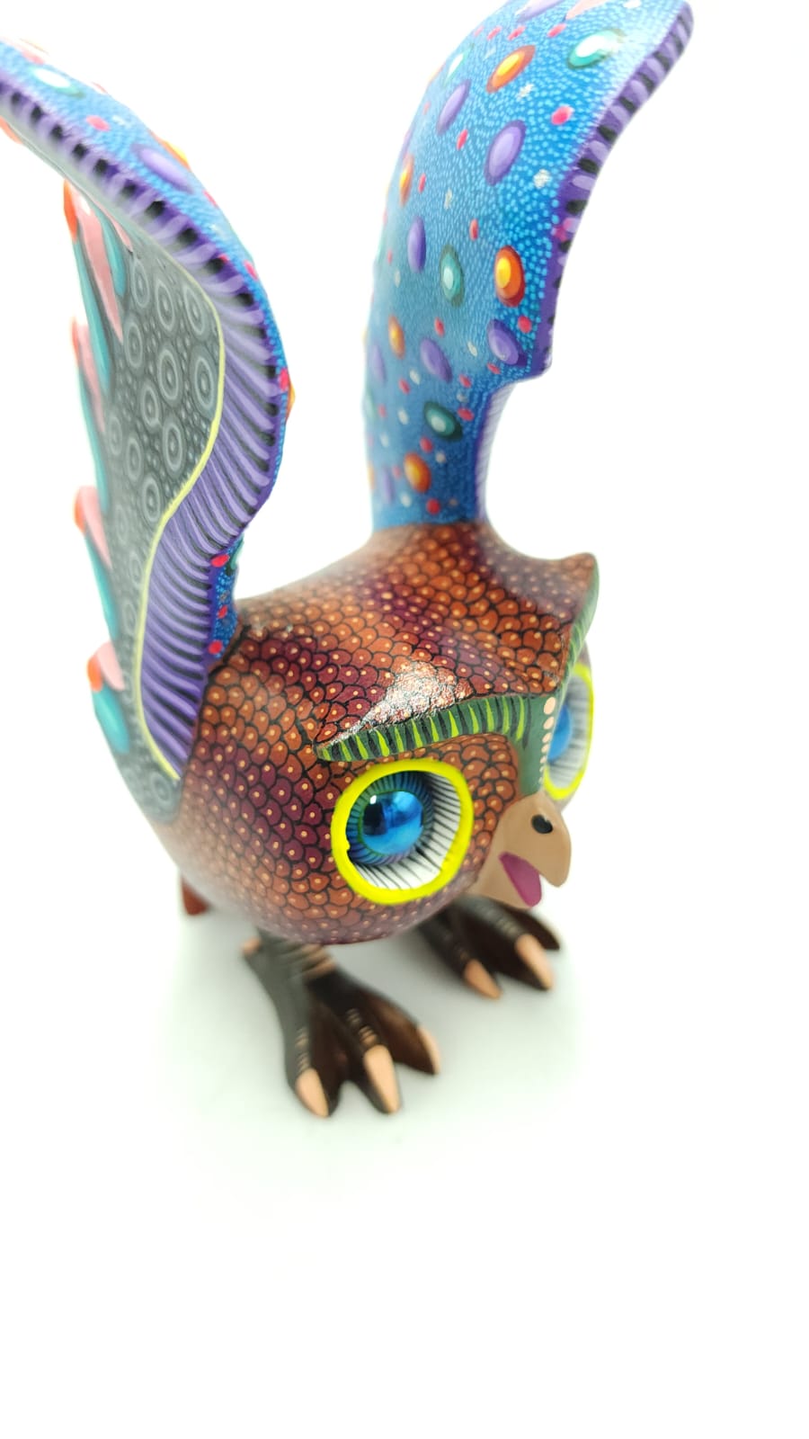 Mexican Oaxacan Wood Carving Alebrije Owl By Isaac Fabian PP5428