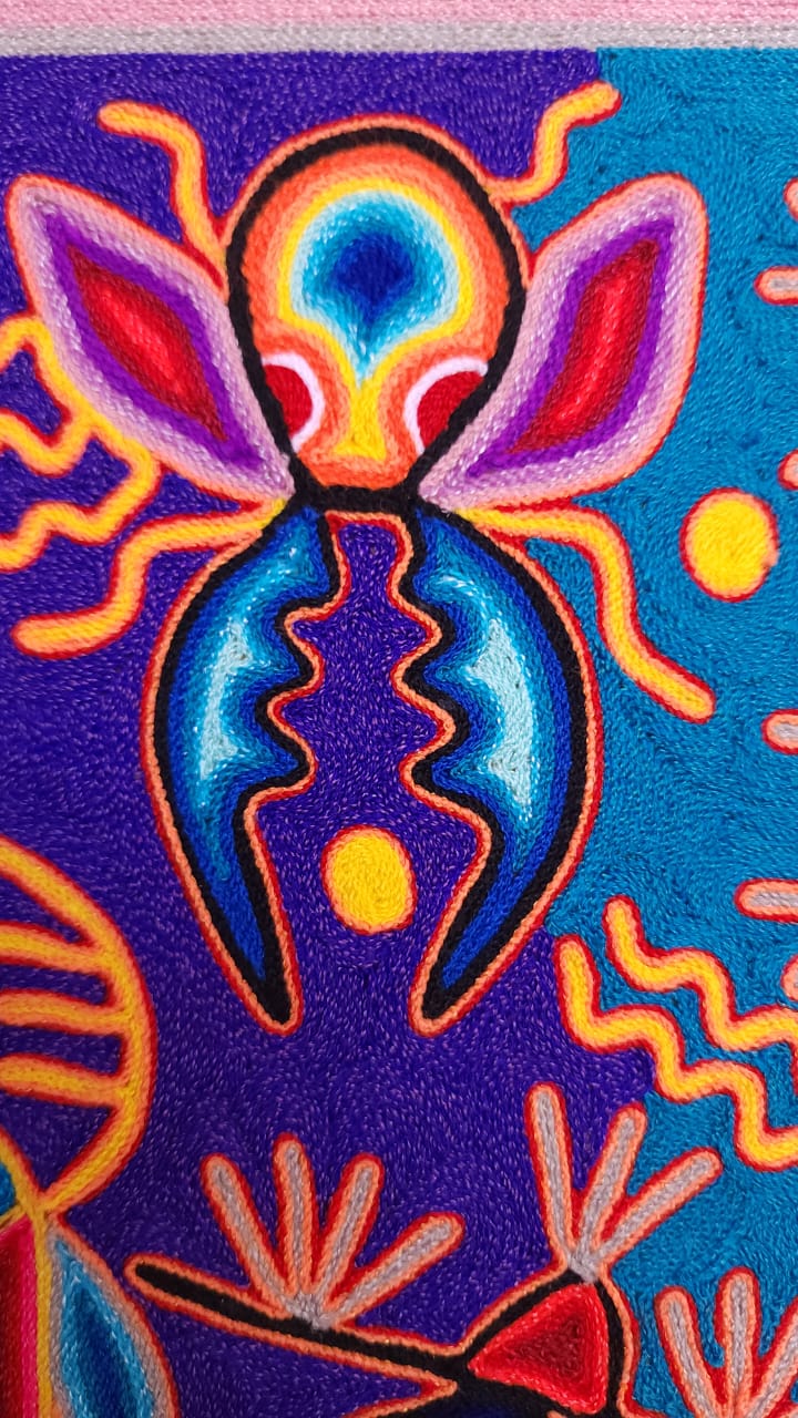 Huichol Yarn Painting Mexican Folk Art by Hilaria Chavez Carrillo PP5496