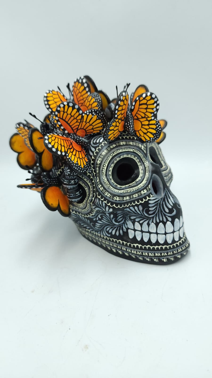 Day Of the Dead Ceramic  Butterfly Skull By Alfonso y Marcos Castillo  PP5550
