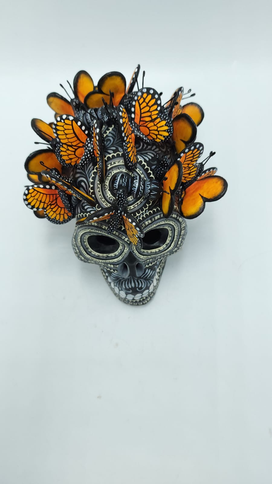 Day Of the Dead Ceramic  Butterfly Skull By Alfonso y Marcos Castillo  PP5550