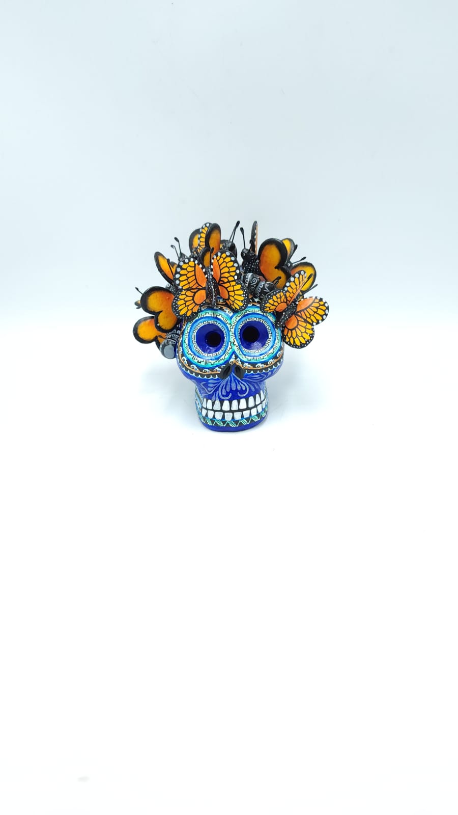 Day Of the Dead Ceramics Monarcas Human  Skull By Marco Castillo PP5529