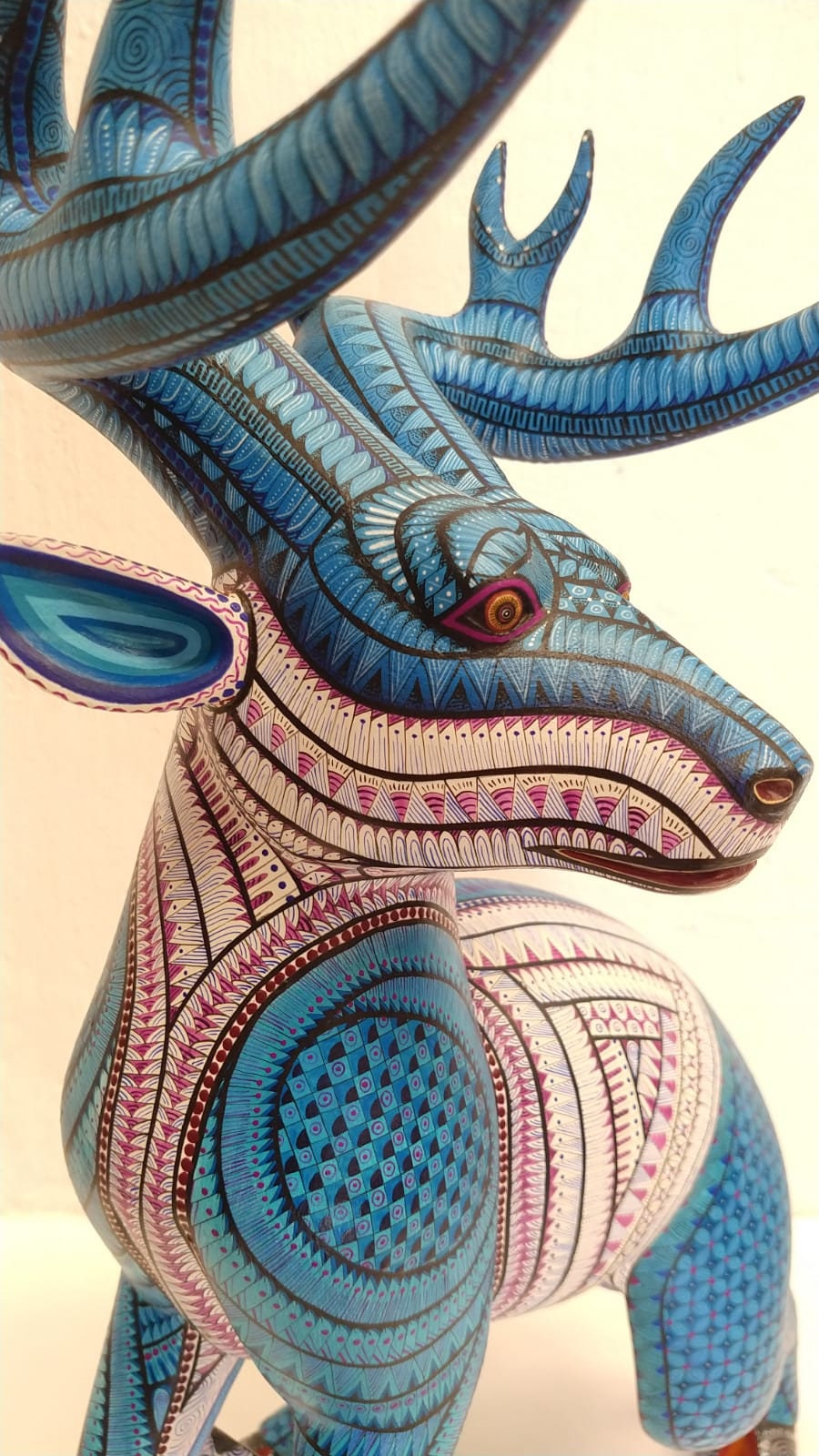 Magnificent Oaxacan Wood Carving Deer By Jacobo y Maria Angeles