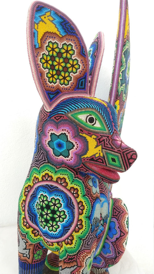 Hand Beaded Huichol Indian Mexican Folk Art Fox By Morelia Lopez
