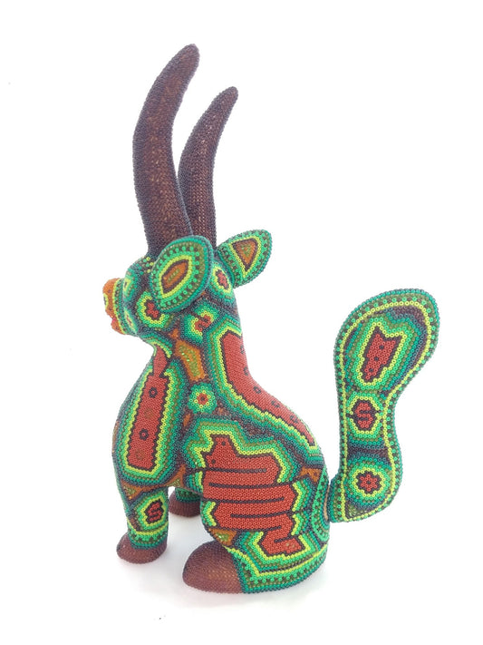 Huichol Beaded Mexican Folk Art Goat By Mayola Villa Lopez PP2964