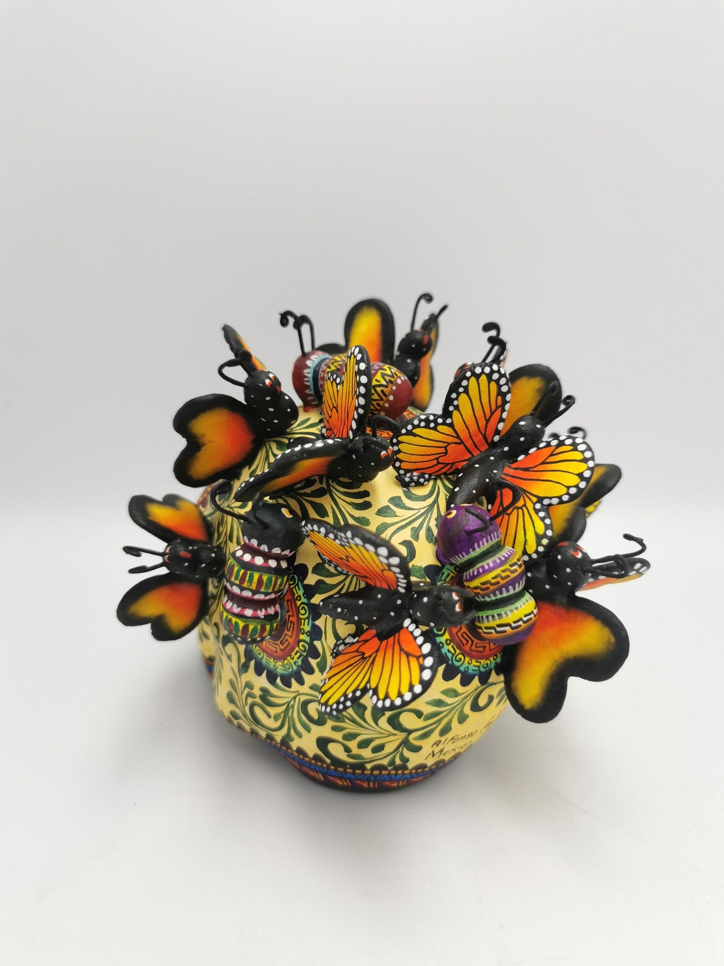Ceramics Monarch Butterfly Skull By Alfonso Castillo Hernandez PP3580