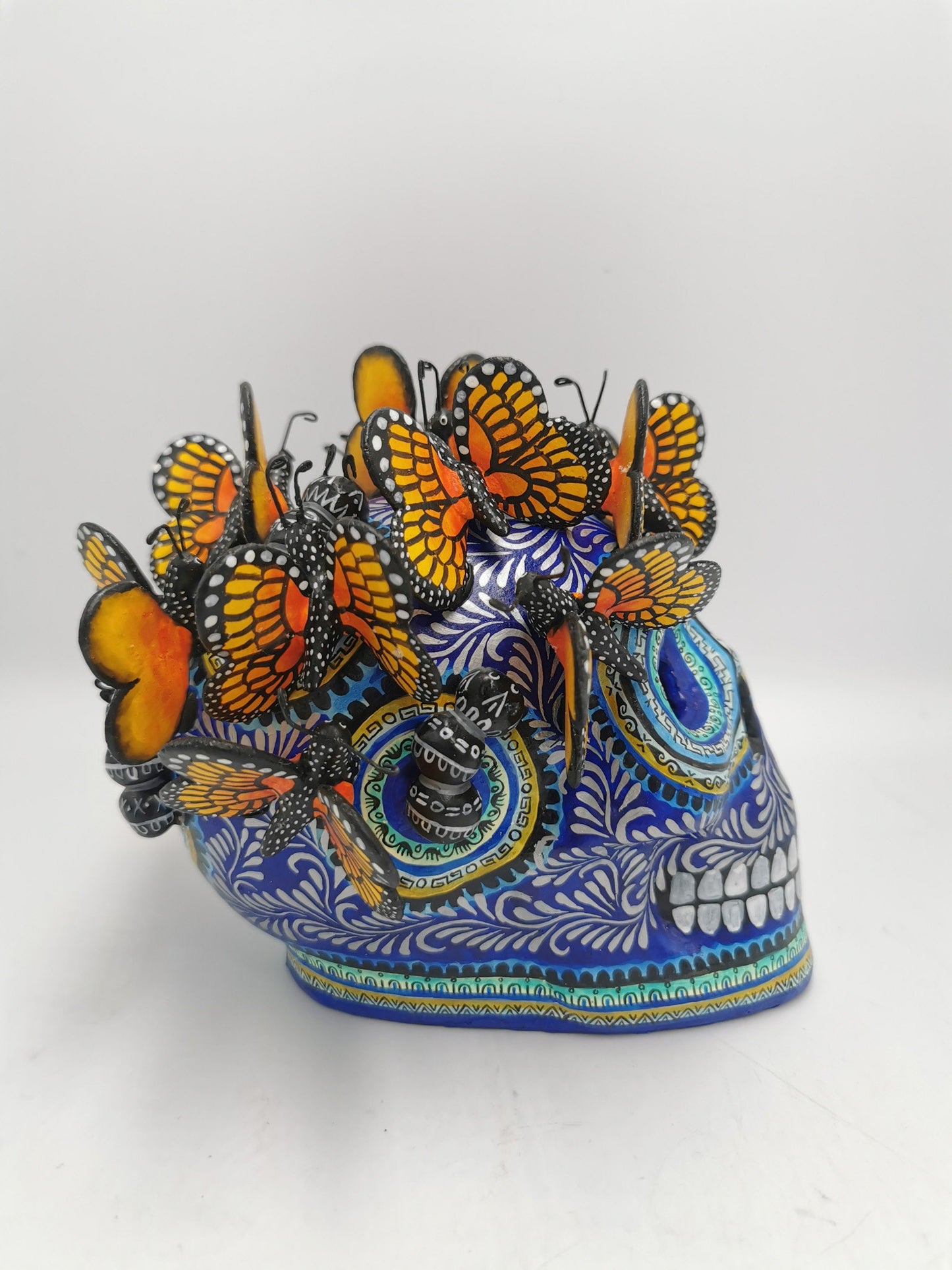 Day Of the Dead Ceramic  Butterfly Skull By Alfonso Castillo Hernandez PP3571