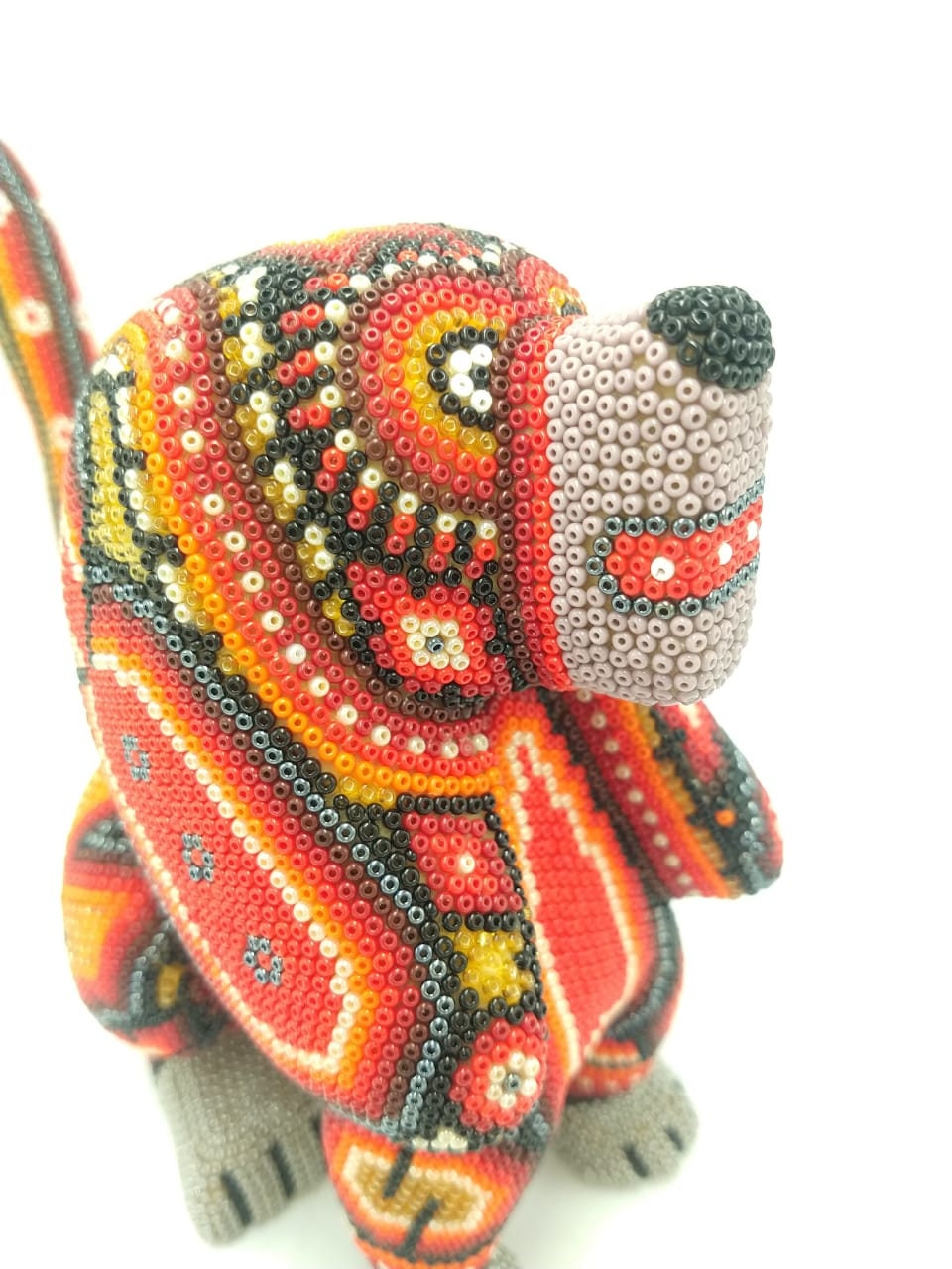 Mexican Folk Art Huichol Beaded Dog by Isandro Villa Lopez PP3705