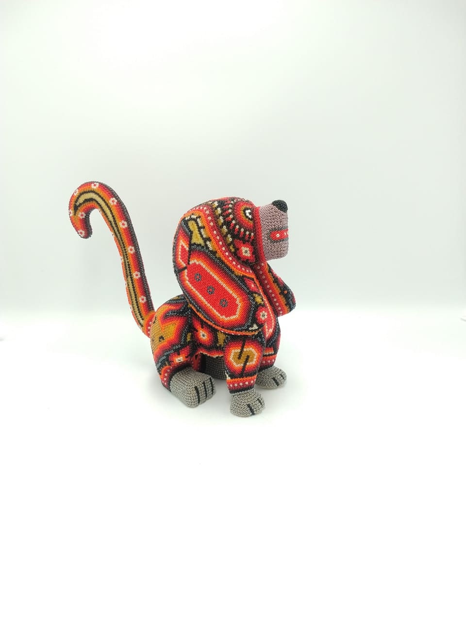 Mexican Folk Art Huichol Beaded Dog by Isandro Villa Lopez PP3705