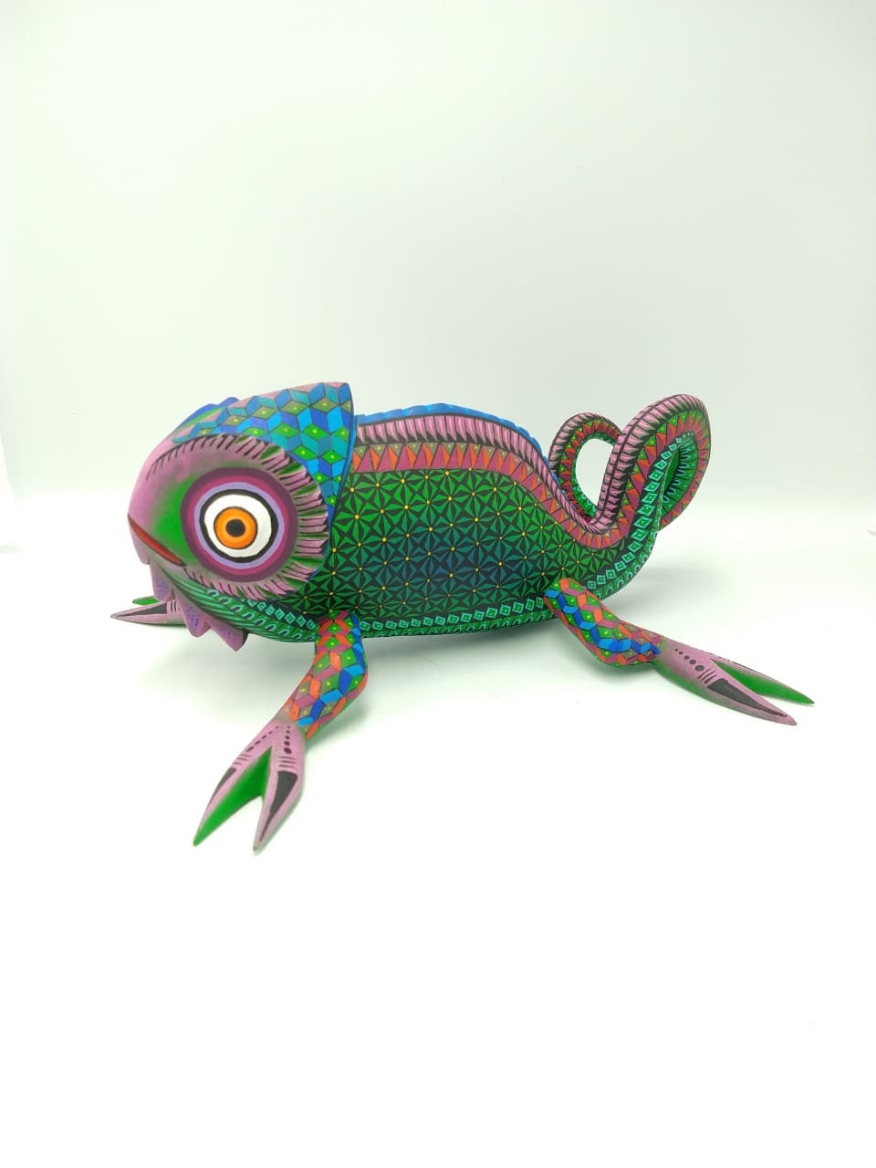 Oaxacan Wood Carving Chamaleon By Estudio 2403 PP3895