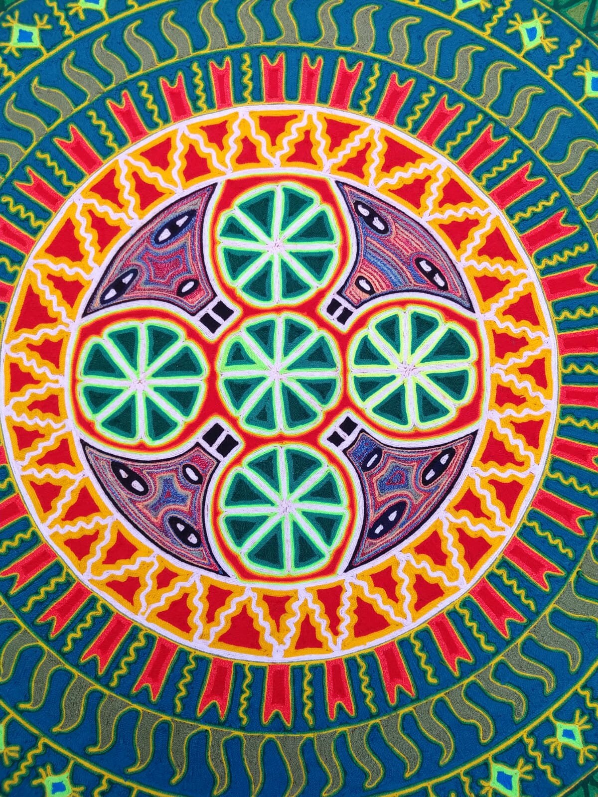 Huichol Yarn Painting Mexican Folk Art by Lourdes Benitez PP3995
