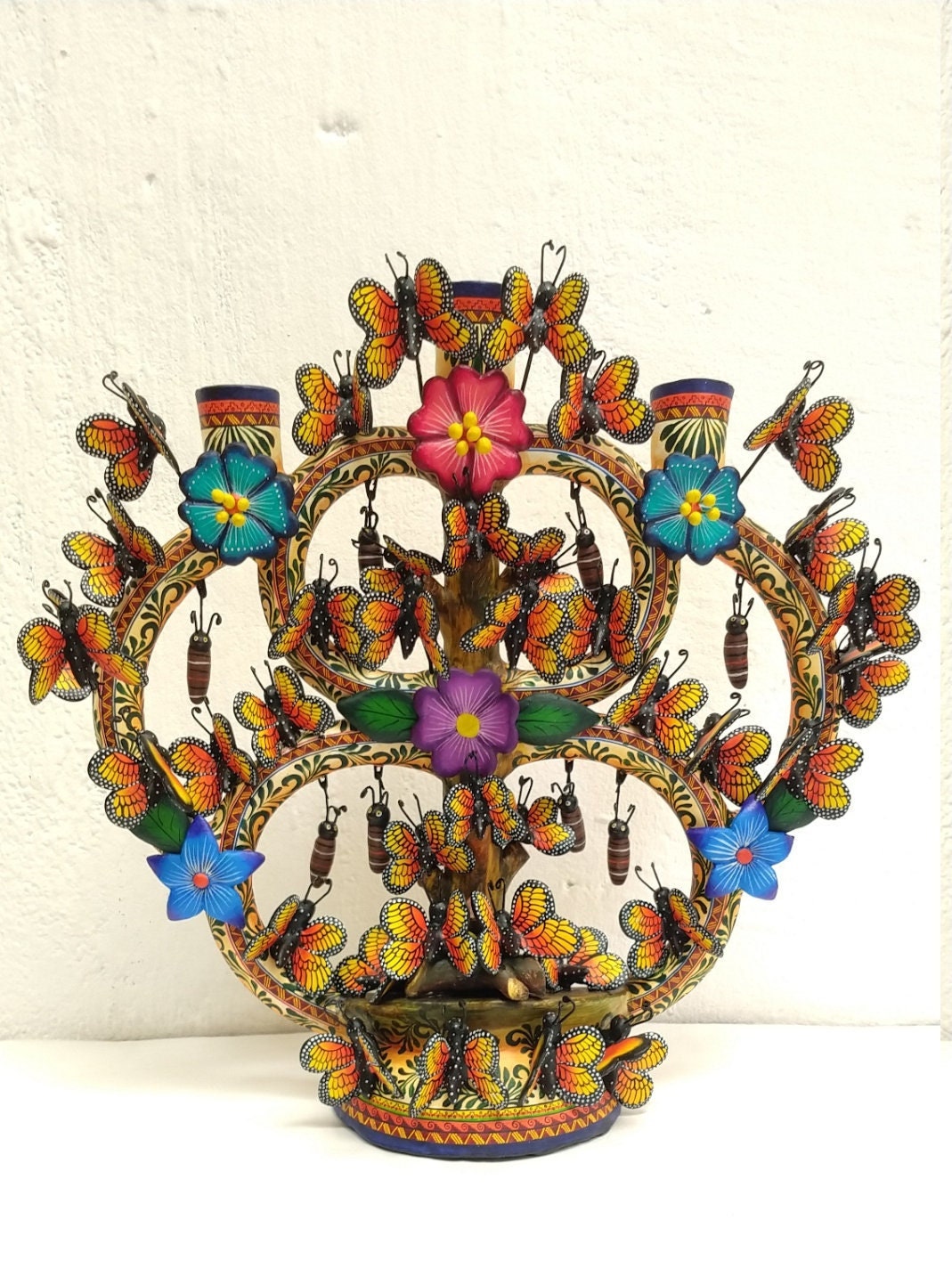 Polychromatic Ceramic Monarch Candle Holder by Alfonso Castillo PP2781