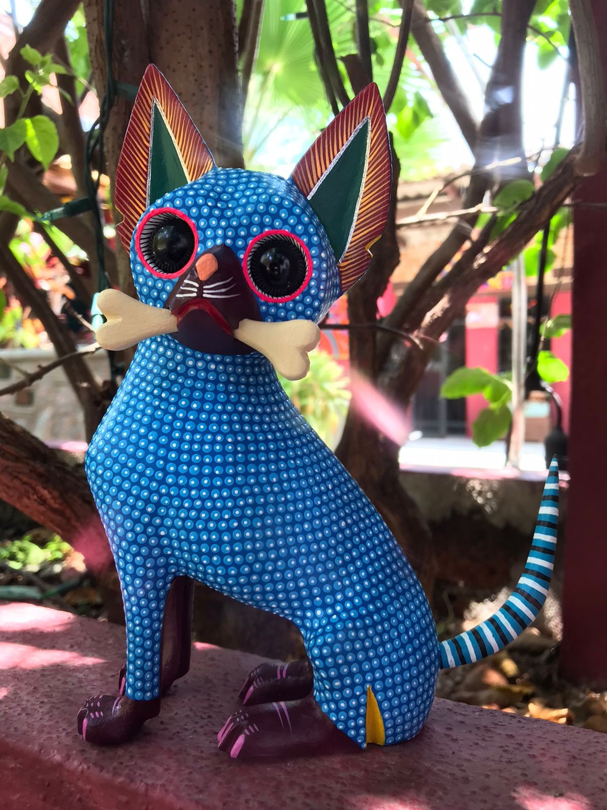 Great Mexican Oaxacan Wood Carving Alebrije Chihuahua By Isaac Fabian PP4540