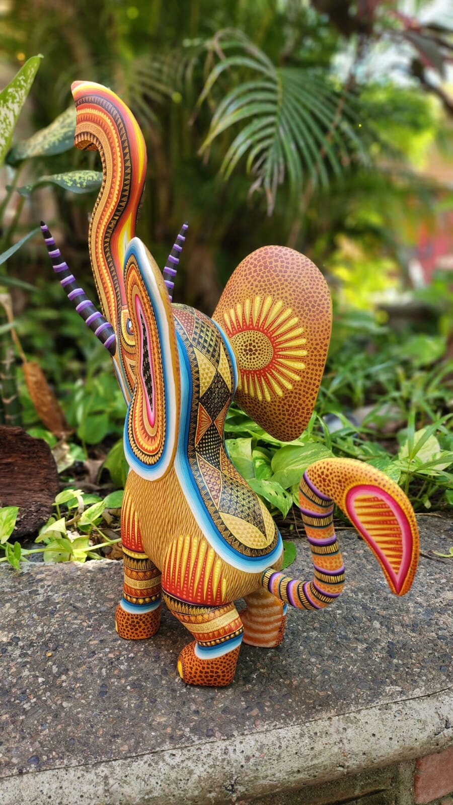 Mexican Oaxacan Wood Carving Alebrije Elephant By Julia Fuentes PP4700
