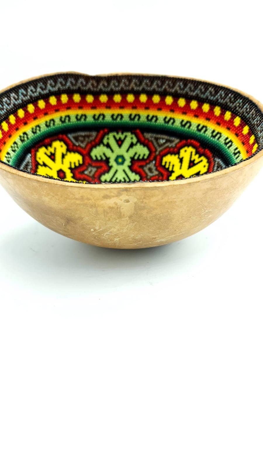 Hand Beaded Gourd Bowl Using Glass Beads By Santos Bautista PP4802